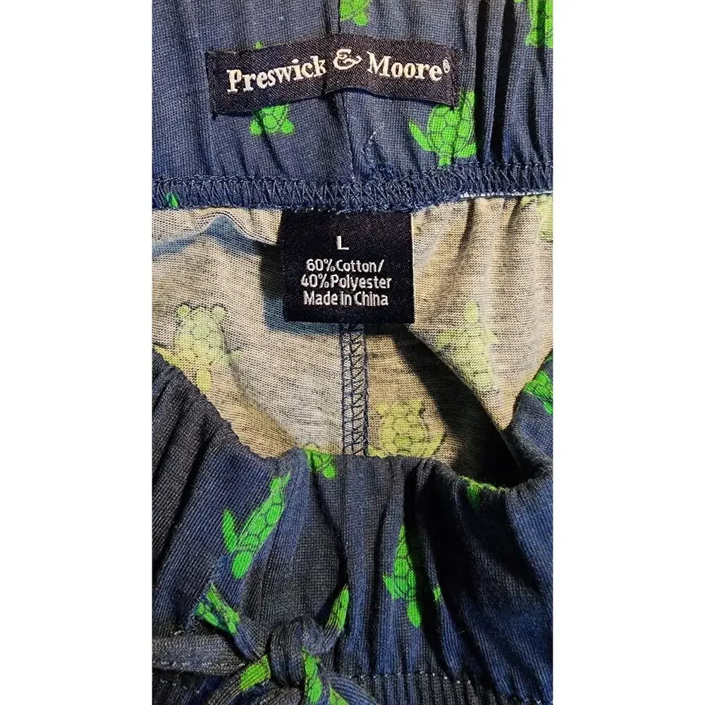 Preswick Moore Pajama‎ Pants Mens Large Turtle Print NWT
